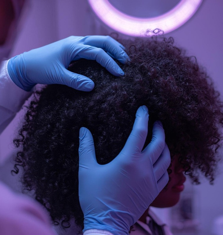 Examen scientifique du cuir chevelu